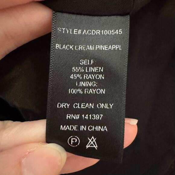 ASTR the Label Keilani Pineapple Print Linen Blend Midi Dress Black White XS - Picture 9 of 9